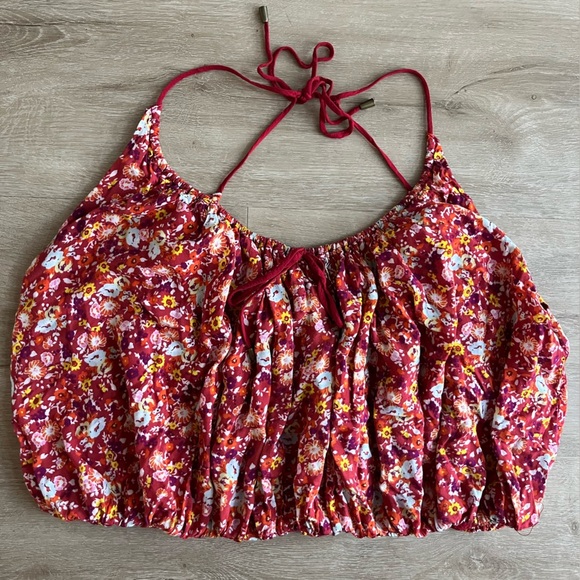 Free People Daisy Babe Floral Tank Red Spring Summer SZ L - Picture 3 of 7